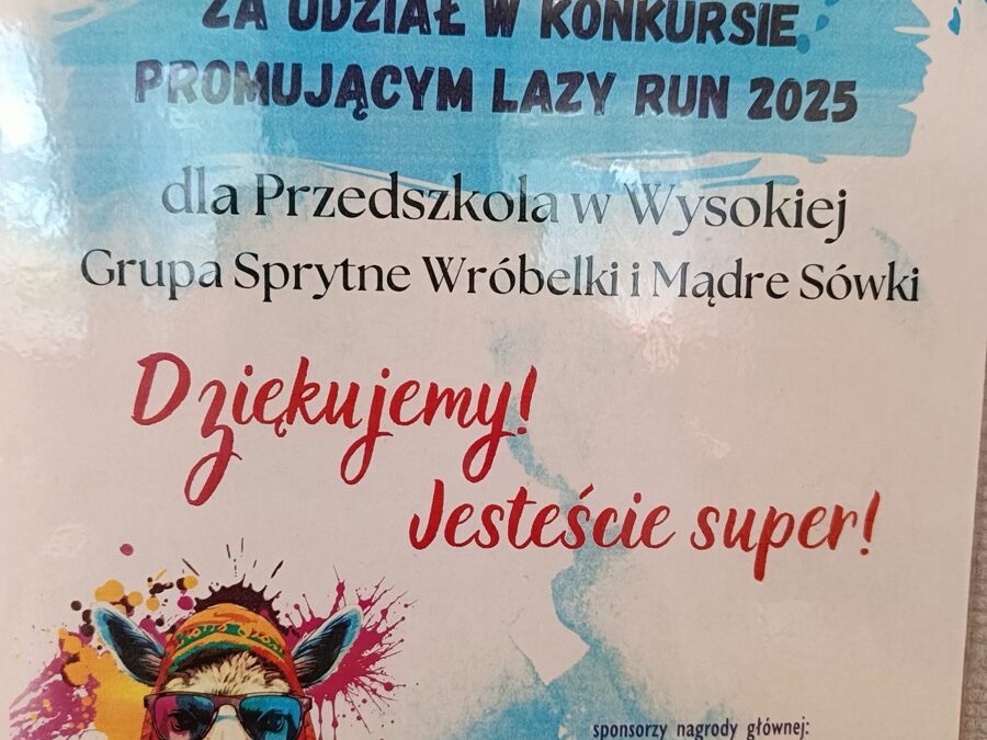 KONKURS LAZY RUN – ODDZIAŁY PRZEDSZKOLNE